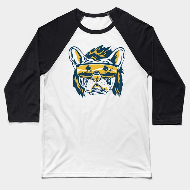 Beach Pooch | Dog Lovers Baseball T-Shirt by Bersama Star